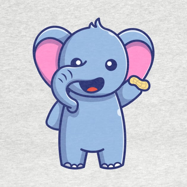 Cute Elephant Holding Nut Cartoon by Catalyst Labs